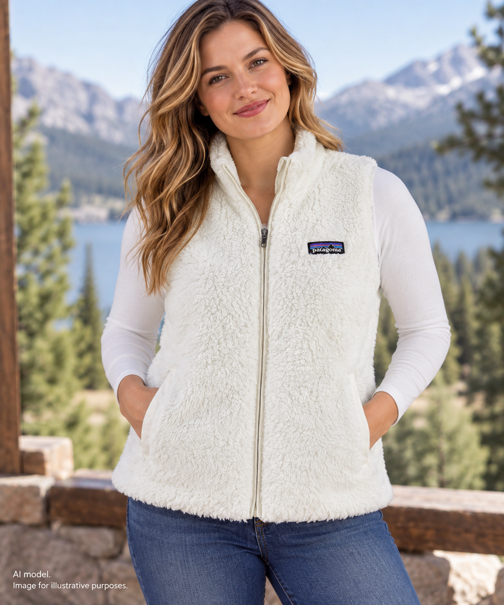 Patagonia Vest Women Small Birch White Los Gatos Deep Pile Sherpa Fleece Fuzzy
